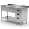 Edelstahl Gastro-Spültisch Mit Ablagefach & 3 Schubladen (Becken Links) | AISI 430 Qualität | HxBxT 85x160x60 -Heimtextilienserien Laden 015f1086 8e8b 4c38 8fba 6907c6b47c58