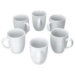 6er Set Kaffeebecher Palazzo 33cl - Kaffeetasse Aus Weißem Porzellan Mit Dekor-Kreisen In Grau Und Dunkelrot -Heimtextilienserien Laden 0a4f1b04 525a 4b1f b02d 442fc6fad01d