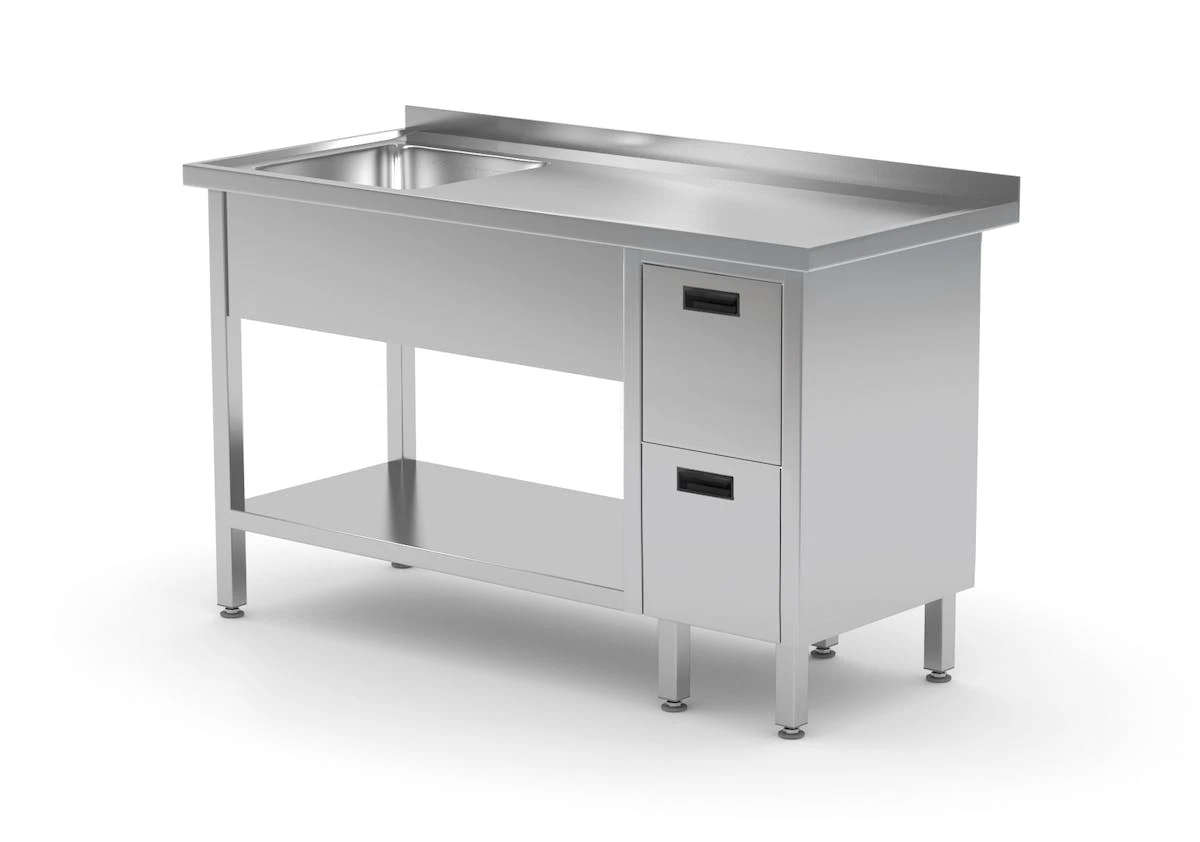 Edelstahl Gastro-Spültisch mit Ablagefach & 3 Schubladen (Becken links) | AISI 430 Qualität | HxBxT 85x160x60 Edelstahl Gastro-Spültisch Mit Ablagefach & 3 Schubladen (Becken Links) | AISI 430 Qualität | HxBxT 85x160x60 -Heimtextilienserien Laden 2ff554f3 ae3a 4cbb b5ae fe021471e2d9