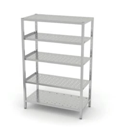 Edelstahl Gastro-Lagerregal Mit 5 Verstellbaren (perforierten) Ablagefächern | AISI 430 Qualität | HxBxT 180x140x40 -Heimtextilienserien Laden 32e579df cd00 4f5f 8ad4 eaf44cac8b91