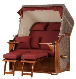 Strandkorb Komplettset - Bene Living - Schaalsee Mahagoni - PE Grau - Modell 582 - Inkl. Liftersystem -Heimtextilienserien Laden 3d23eb29 ebe2 4b7e a043 5bb2e6378430
