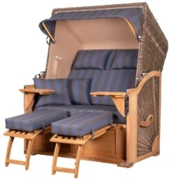 Strandkorb Komplettset - Bene Living - Schaalsee Mahagoni - PE Grau - Modell 582 - Inkl. Liftersystem -Heimtextilienserien Laden 44b83f3c e2ee 4b97 8891 9cedbfb375de
