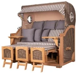 Strandkorb - Bene Living - Ammersee Grande XXL Teak Bullauge - PE Grau - Modell 551 - 3-Sitzer Inkl. Liftersystem -Heimtextilienserien Laden 4ac6f72c c648 40da 9c8a 212135f20fdb