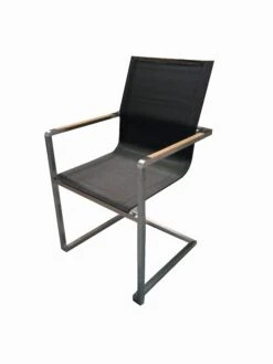 METRO Professional Stuhl, Edelstahl / Textilehne / FSC Teakholz, 55 X 56 X 85 Cm, Mit Armlehnen, Stapelbar, Schwarz -Heimtextilienserien Laden 5039ea00 99d8 4093 ba0d 29883f36b37f