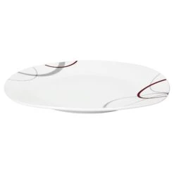 6er Set Essteller Flach Palazzo 25cm - Speiseteller Aus Weißem Porzellan Mit Dekor-Kreisen In Grau Und Dunkelrot -Heimtextilienserien Laden 537d16c5 cf0a 4afd ac7e a15ed6c0bcfa
