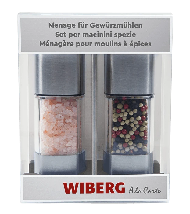 WIBERG Menage Mit Salz- Und Pfeffermühle Menage Aus Rostfreiem Edelstahl Und ABS Kunststoff (205 G)