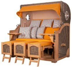 Strandkorb - Bene Living - Ammersee Grande XXL Teak Bullauge - PE Grau - Modell 551 - 3-Sitzer Inkl. Liftersystem -Heimtextilienserien Laden b1824b4c cbaf 4cf9 aed7 a90f10287372