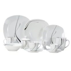 Kombiservice Silver Night 62tlg. Weiß Porzellan Für 6 Personen