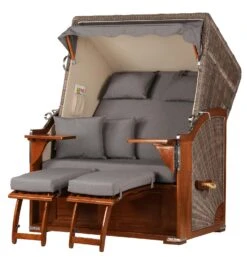Strandkorb Komplettset - Bene Living - Schaalsee Mahagoni - PE Grau - Modell 582 - Inkl. Liftersystem -Heimtextilienserien Laden be96a316 12bb 4dad 9eb5 03acbda6167c