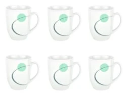 6er Set Kaffeebecher Palazzo 33cl - Kaffeetasse Aus Weißem Porzellan Mit Dekor-Kreisen In Grau Und Dunkelrot -Heimtextilienserien Laden cbc543cc a4e8 4714 a502 02622687222f