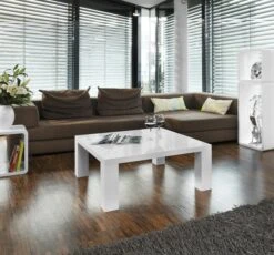 SalesFever Couchtisch Quadratisch | Hochglanz Lackiert | MDF-Holz | B 100 X T 100 X H 45 Cm | Weiß Mit Schwarzglas Element -Heimtextilienserien Laden d253bfcb 314a 43c1 9c83 e1faf1129340