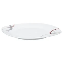 6er Set Dessertteller Flach Palazzo 19cm - Kuchenteller / Frühstücksteller Aus Weißem Porzellan Mit Dekor-Kreisen In Grau Und Dunkelrot -Heimtextilienserien Laden d46ae29d 21bc 4e7c 8098 ffd3b9b9cfcd